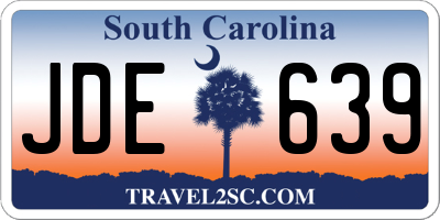 SC license plate JDE639
