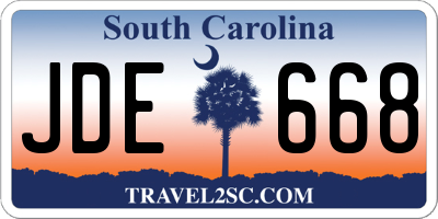 SC license plate JDE668