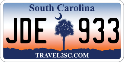 SC license plate JDE933