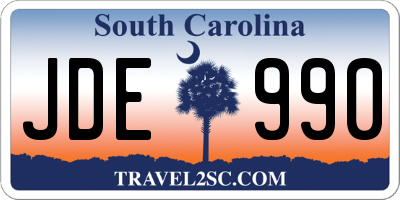 SC license plate JDE990