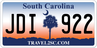 SC license plate JDI922