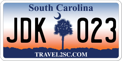 SC license plate JDK023