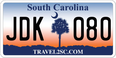 SC license plate JDK080
