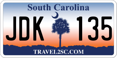 SC license plate JDK135