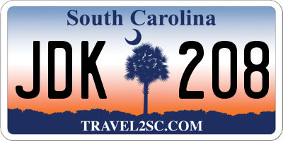 SC license plate JDK208