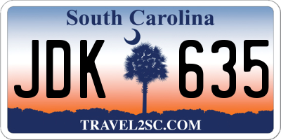 SC license plate JDK635