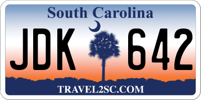 SC license plate JDK642