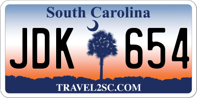 SC license plate JDK654