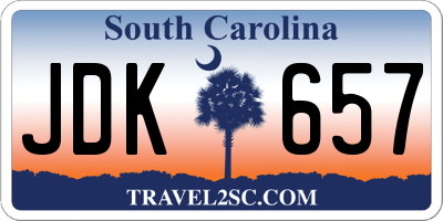 SC license plate JDK657