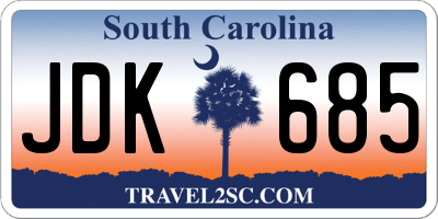 SC license plate JDK685