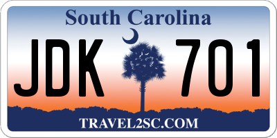 SC license plate JDK701