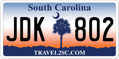 SC license plate JDK802