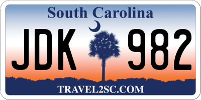 SC license plate JDK982