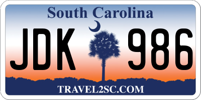 SC license plate JDK986
