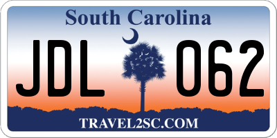 SC license plate JDL062