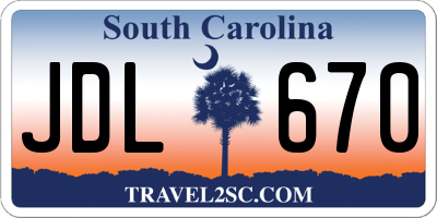SC license plate JDL670