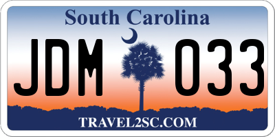 SC license plate JDM033