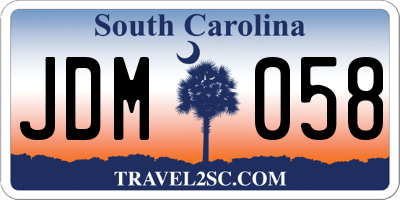 SC license plate JDM058