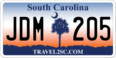 SC license plate JDM205