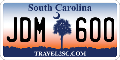 SC license plate JDM600