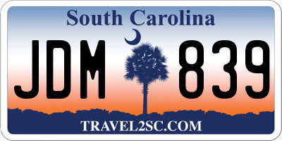 SC license plate JDM839
