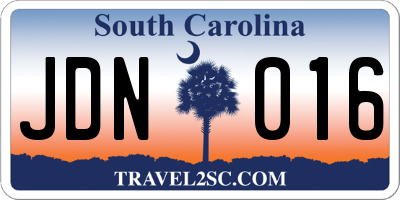 SC license plate JDN016