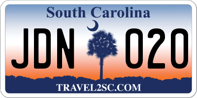 SC license plate JDN020