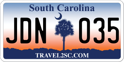 SC license plate JDN035