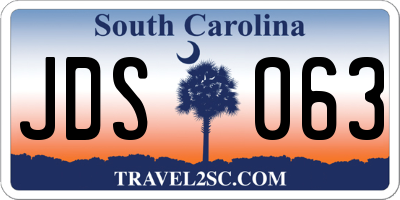 SC license plate JDS063