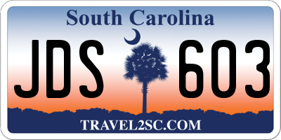 SC license plate JDS603
