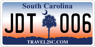 SC license plate JDT006