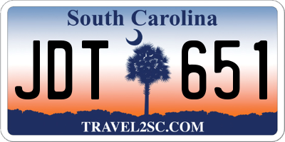 SC license plate JDT651