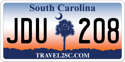 SC license plate JDU208