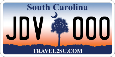 SC license plate JDV000