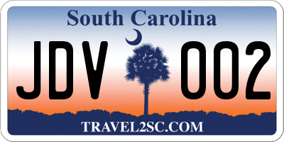 SC license plate JDV002