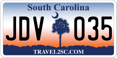 SC license plate JDV035
