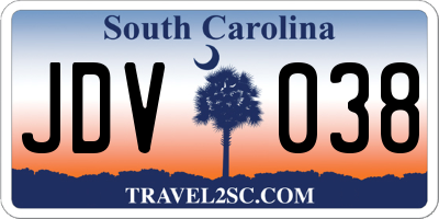 SC license plate JDV038