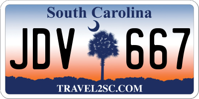 SC license plate JDV667