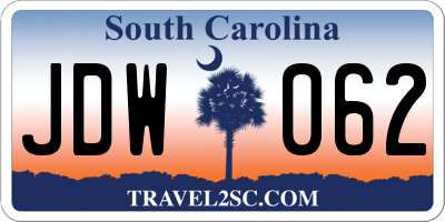 SC license plate JDW062