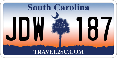 SC license plate JDW187