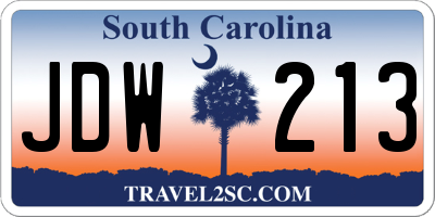 SC license plate JDW213