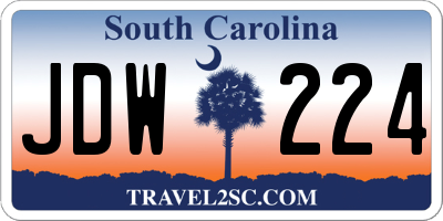 SC license plate JDW224