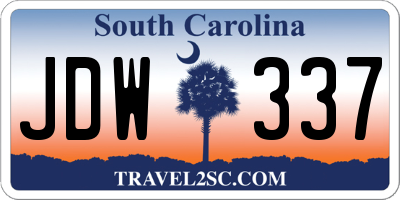 SC license plate JDW337