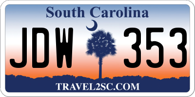 SC license plate JDW353