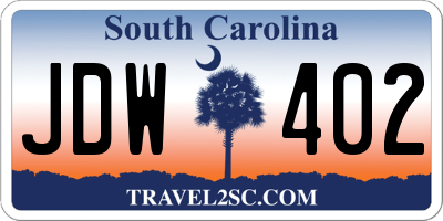 SC license plate JDW402