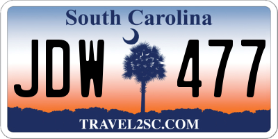 SC license plate JDW477