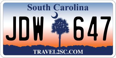 SC license plate JDW647