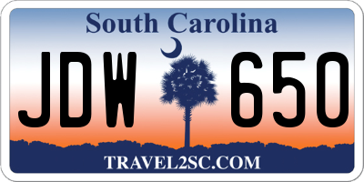 SC license plate JDW650