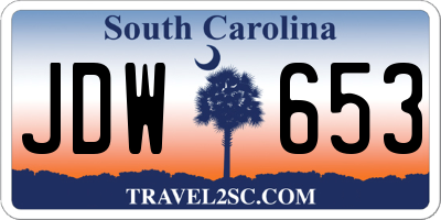SC license plate JDW653