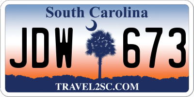 SC license plate JDW673